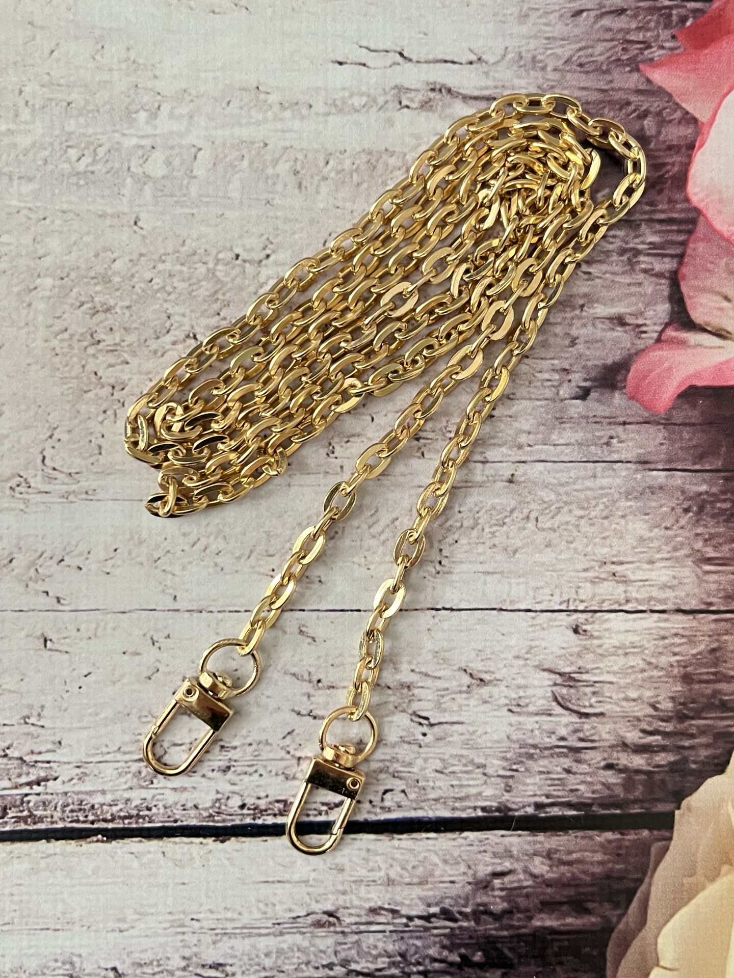 120 CM . KANCALI İNCE METAL ÇANTA ZİNCİRİ Gold