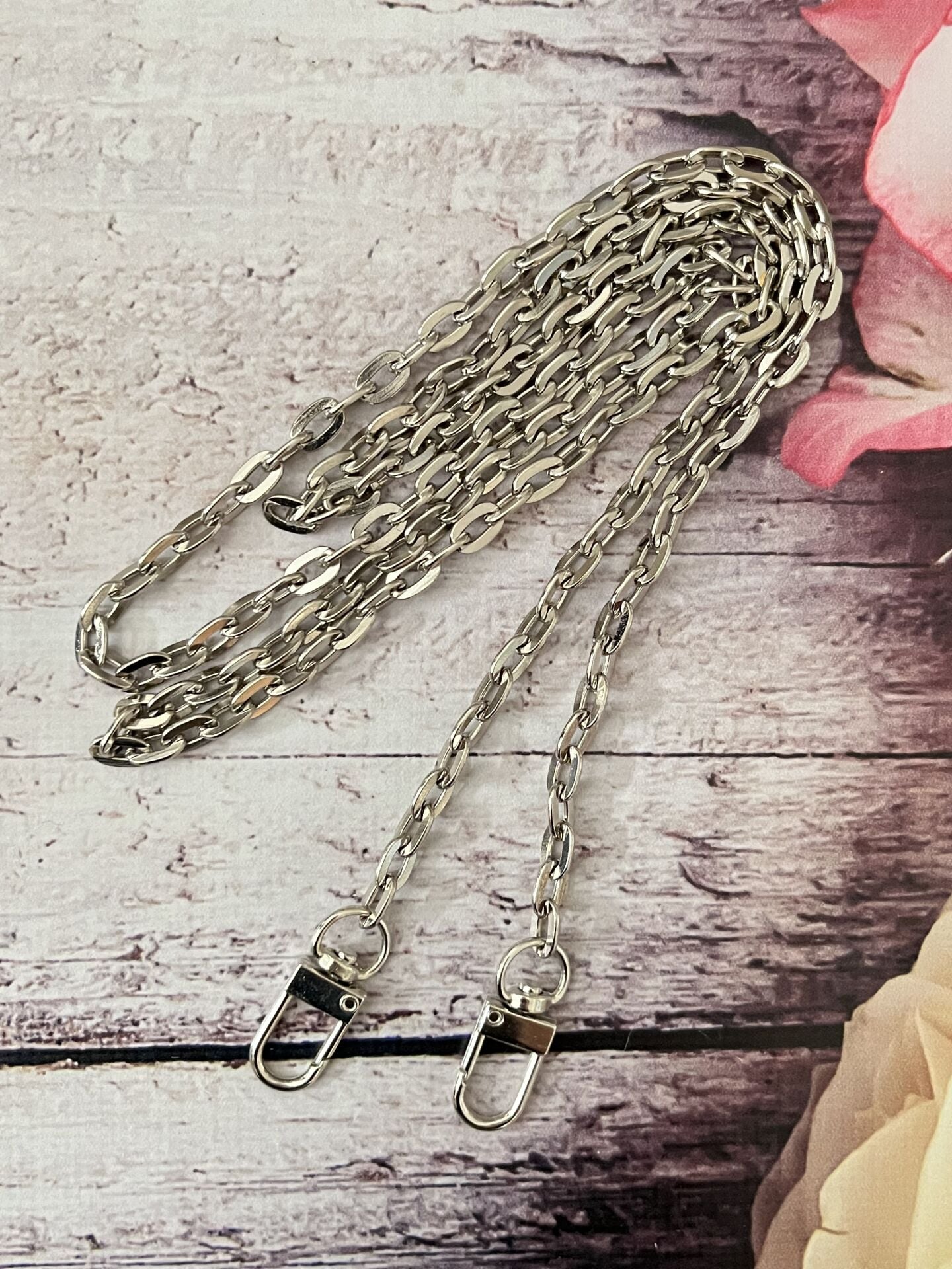 120 CM . KANCALI İNCE METAL ÇANTA ZİNCİRİ Gümüş