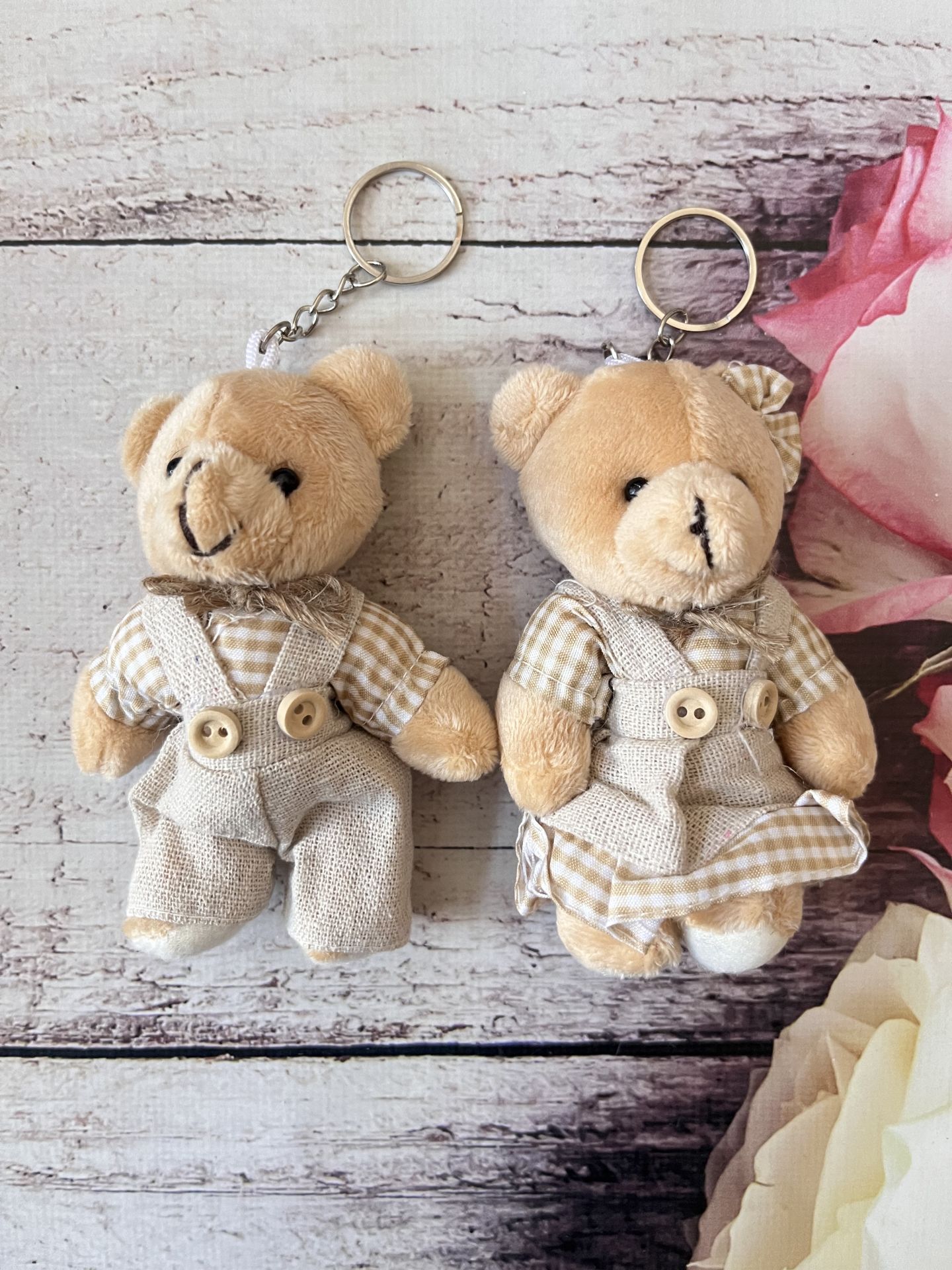 PELUŞ ANAHTARLIKLI  AYICIK SARI EKOSE
