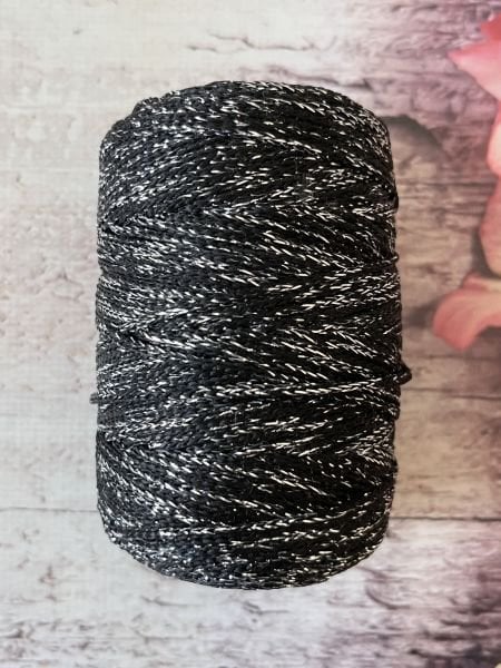 SİMLİ POLYESTER MAKROME   SİYAH GÜMÜŞ