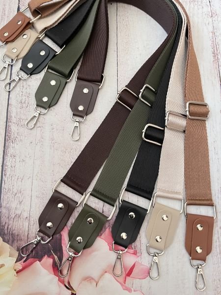 DERİ AKSESUARLI POLYESTER ASKI KAHVE