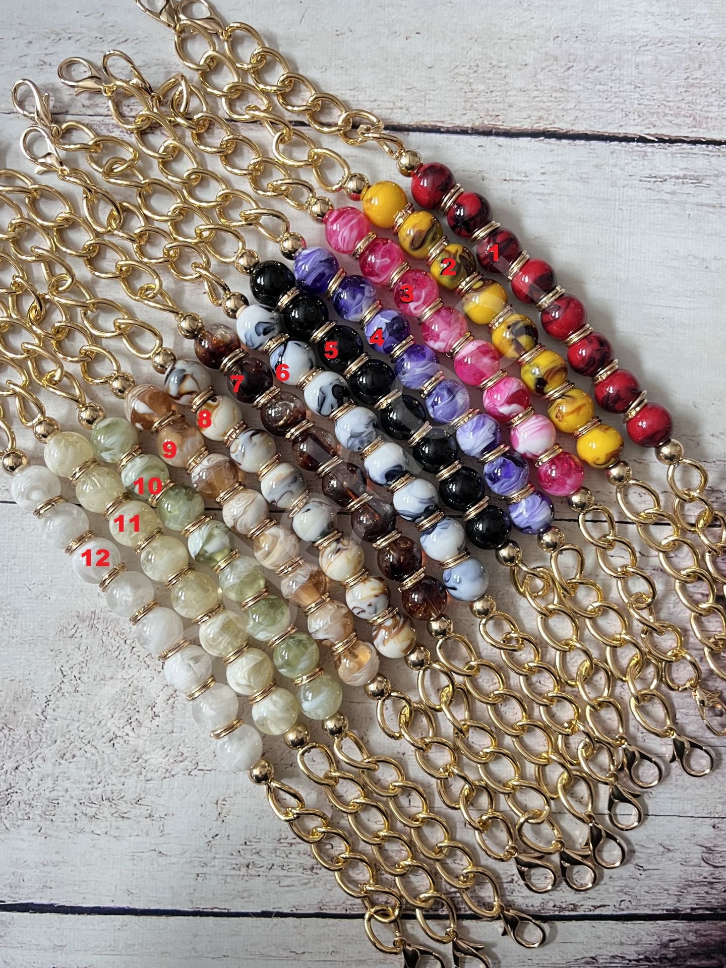 Akrilik Boncuklu Çanta Askısı ( Mermer Desenli )