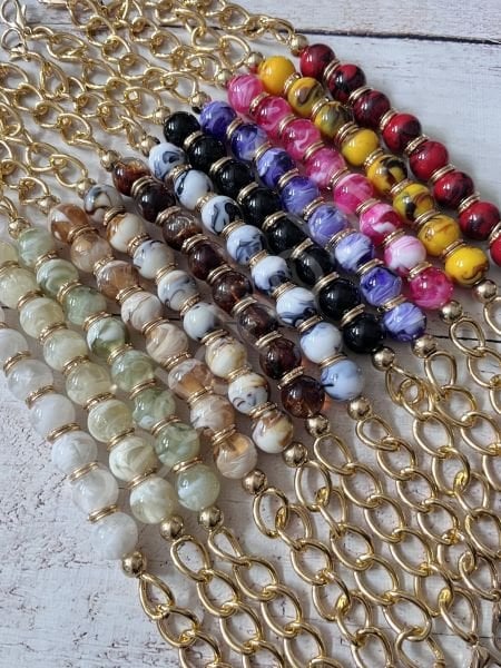 Akrilik Boncuklu Çanta Askısı ( Mermer Desenli )