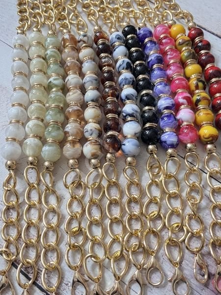 Akrilik Boncuklu Çanta Askısı ( Mermer Desenli )