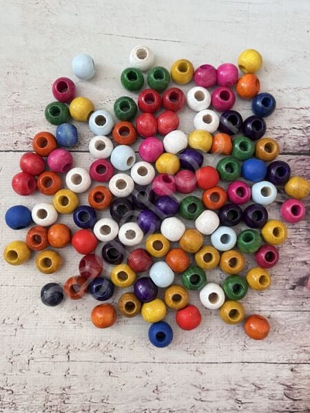 10 MM  RENKLİ AHŞAP BONCUK PAKETİ
