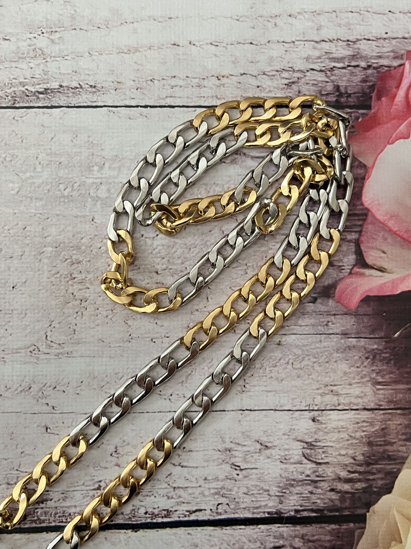 1 MT. KANCALI METAL ÇANTA ZİNCİRİ ÇİFT RENKLİ GOLD&GÜMÜŞ