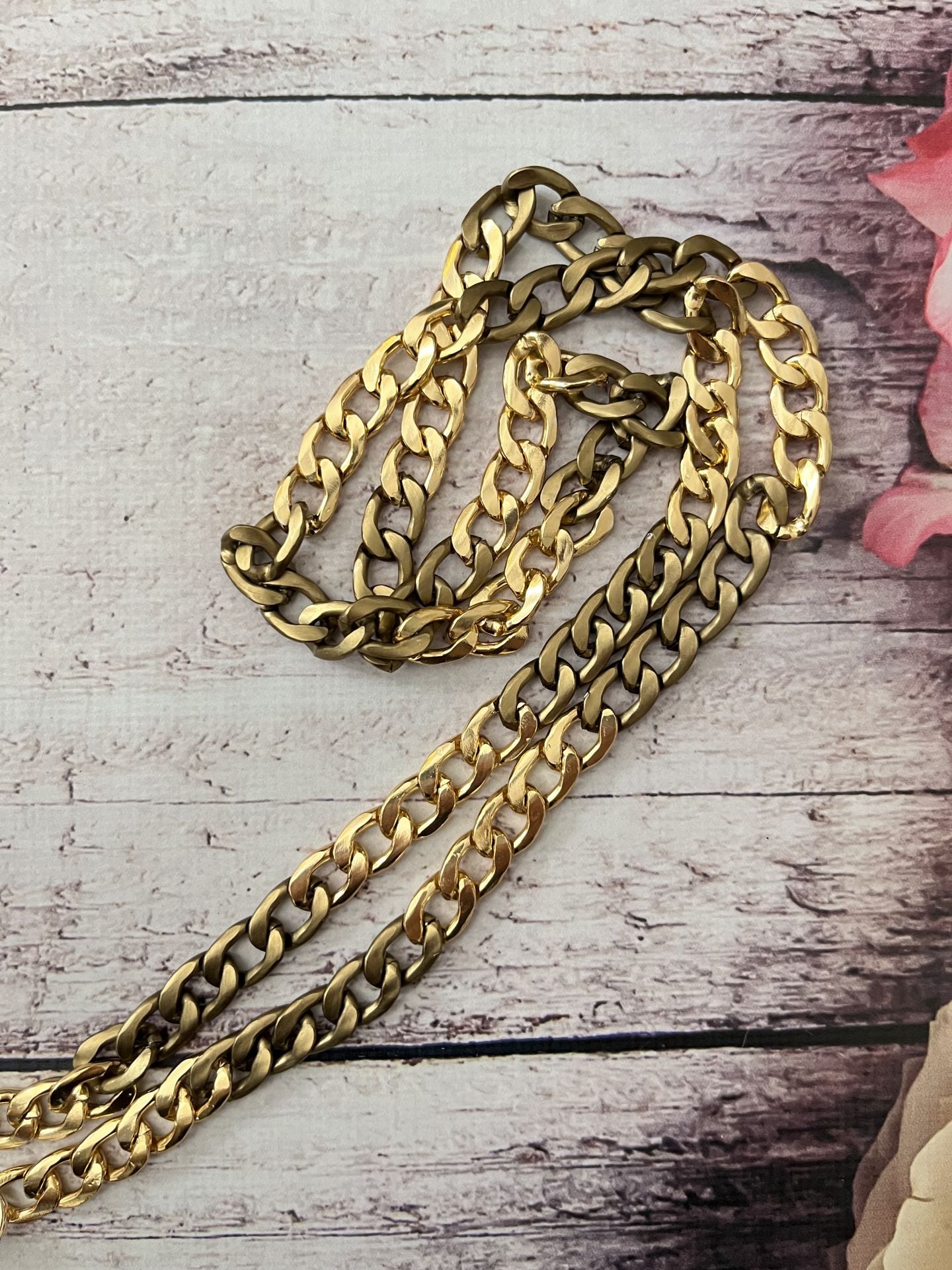 1 MT. KANCALI METAL ÇANTA ZİNCİRİ ÇİFT RENKLİ GOLD &ESKİTME