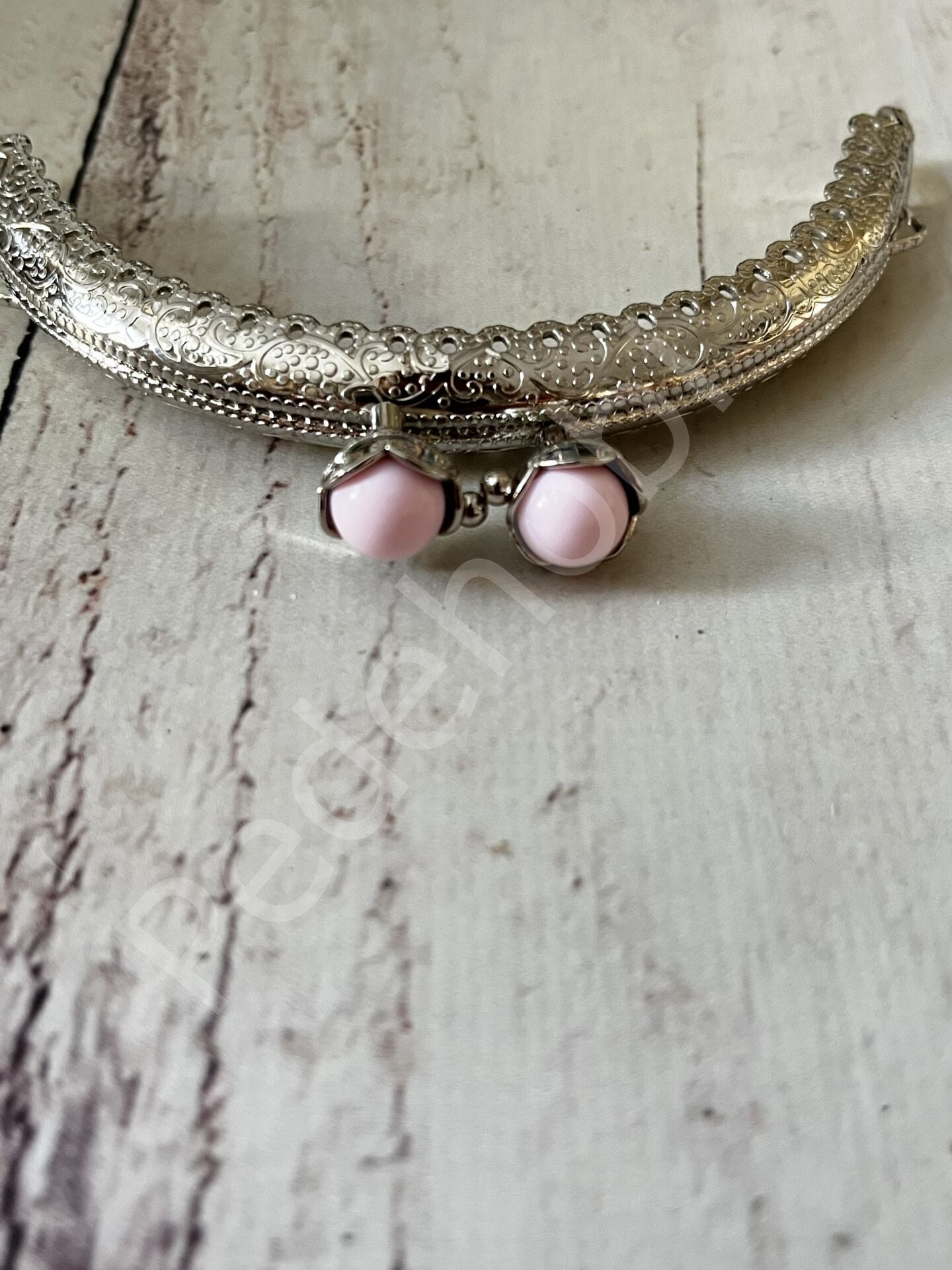 ÇİÇEK TOKALI CÜZDAN KLİPSİ OVAL GÜMÜŞ 10,5 CM Açık pembe