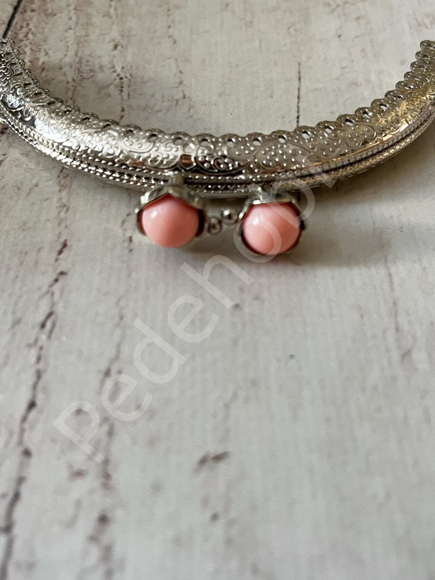 ÇİÇEK TOKALI CÜZDAN KLİPSİ OVAL GÜMÜŞ 10,5 CM ŞEKER PEMBE