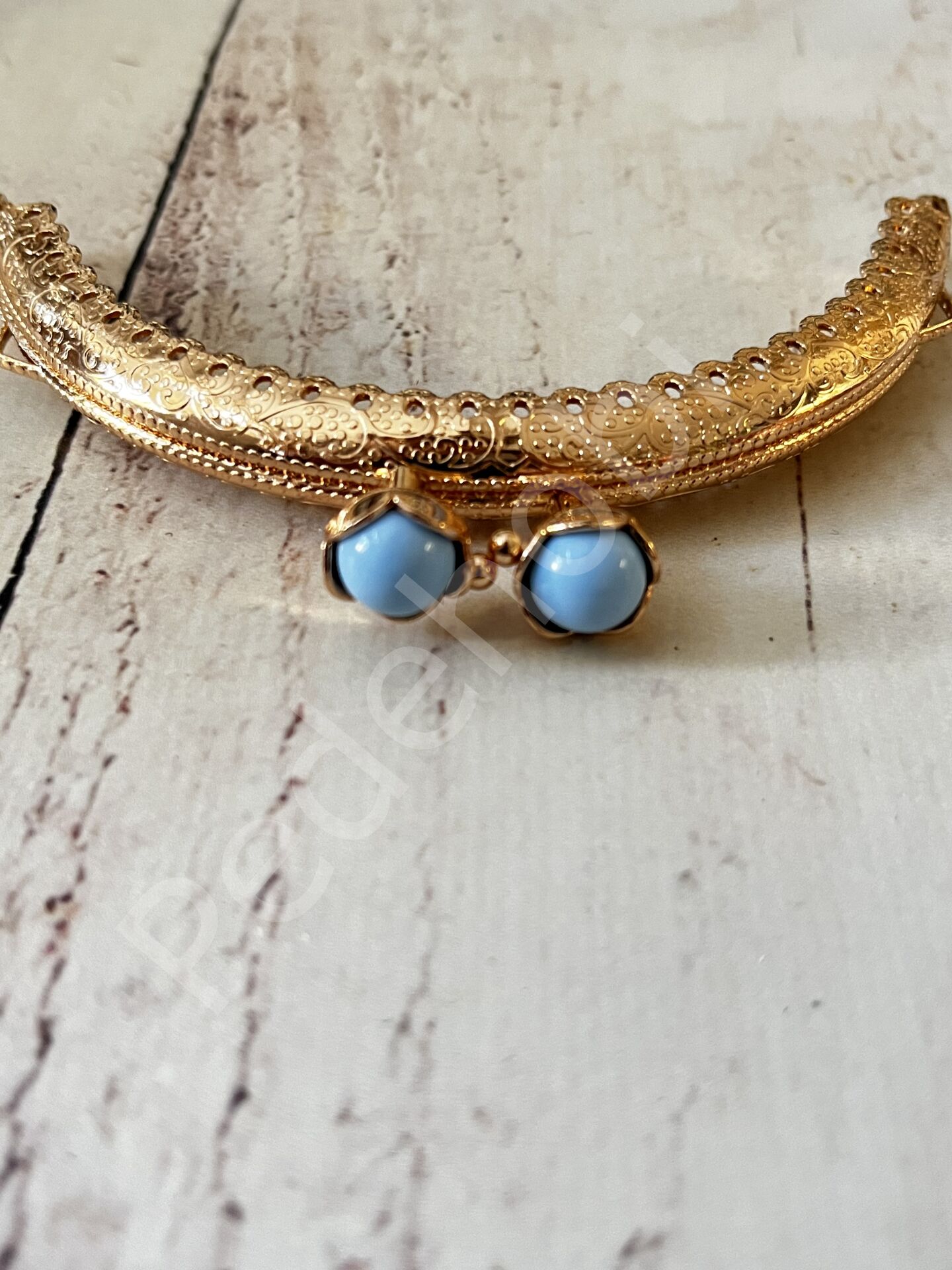 ÇİÇEK TOKALI CÜZDAN KLİPSİ OVAL GOLD 10,5 CM mavi