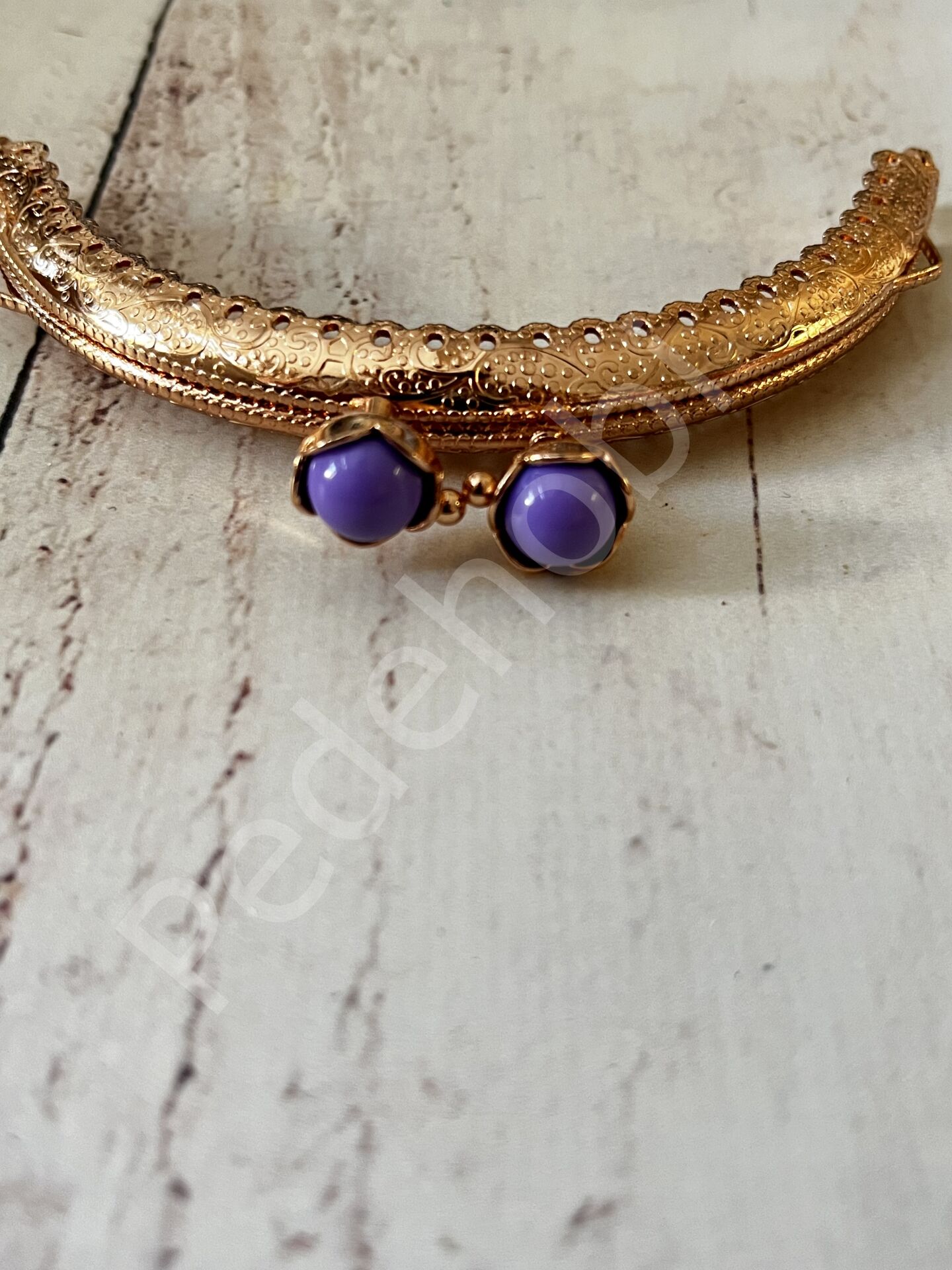ÇİÇEK TOKALI CÜZDAN KLİPSİ OVAL GOLD 10,5 CM Mor