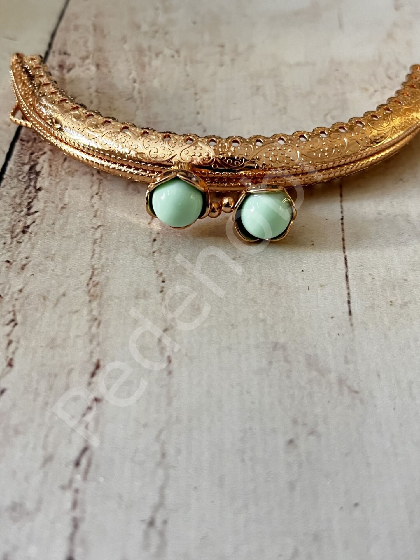 ÇİÇEK TOKALI CÜZDAN KLİPSİ OVAL GOLD 10,5 CM Mint