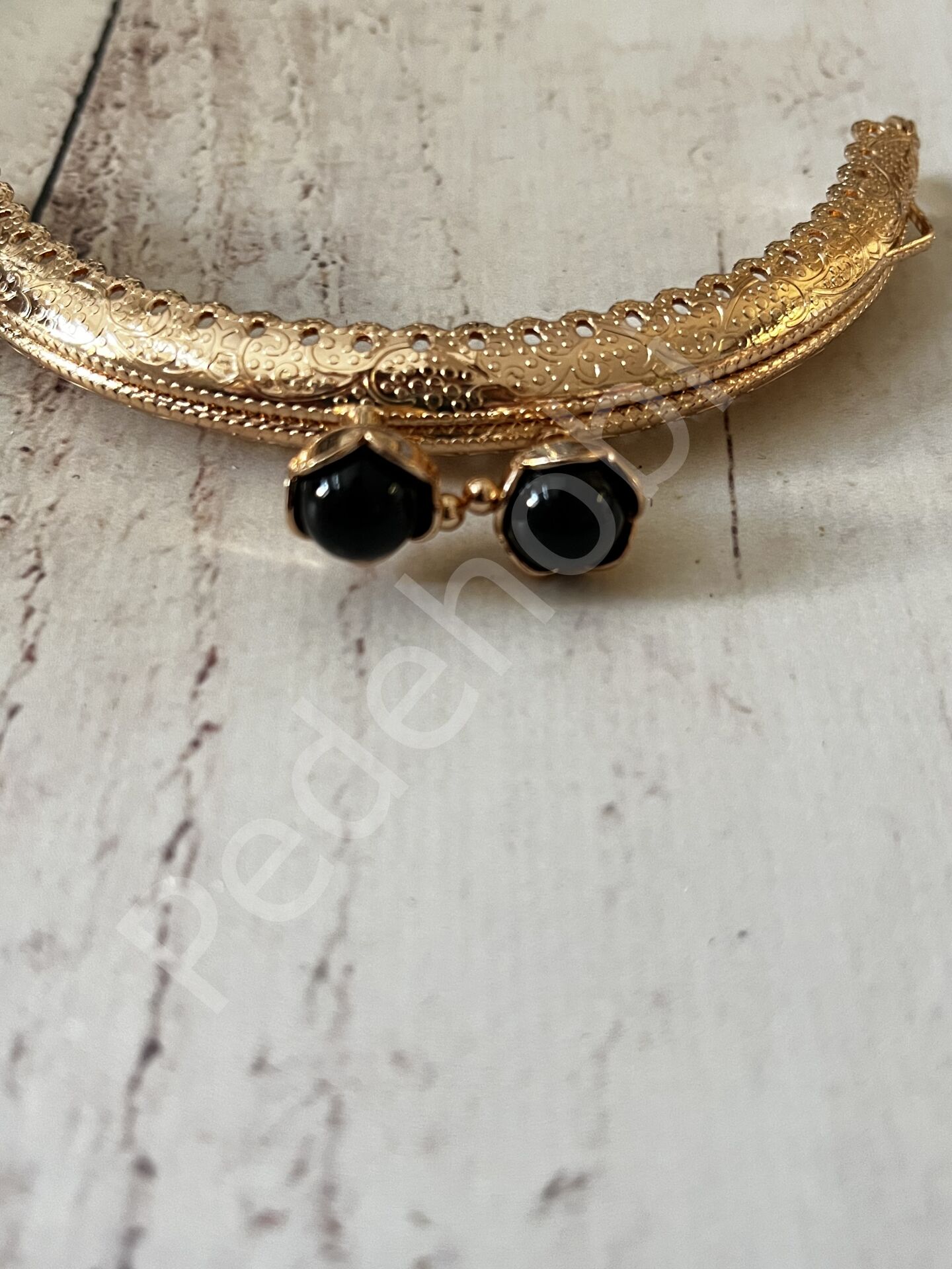 ÇİÇEK TOKALI CÜZDAN KLİPSİ OVAL GOLD 10,5 CM Siyah 1
