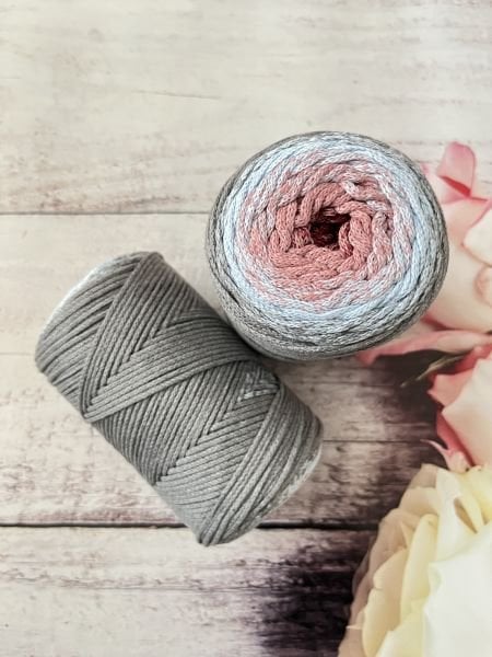 MULTİ PAMUK MAKROME GRİ & PEMBE 250 GR.