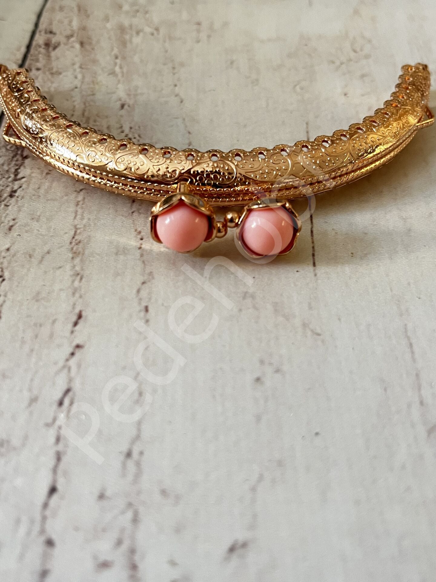 ÇİÇEK TOKALI CÜZDAN KLİPSİ OVAL GOLD 10,5 CM ŞEKER PEMBE