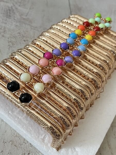 ÇİÇEK TOKALI CÜZDAN KLİPSİ KARE GOLD 10,5 CM