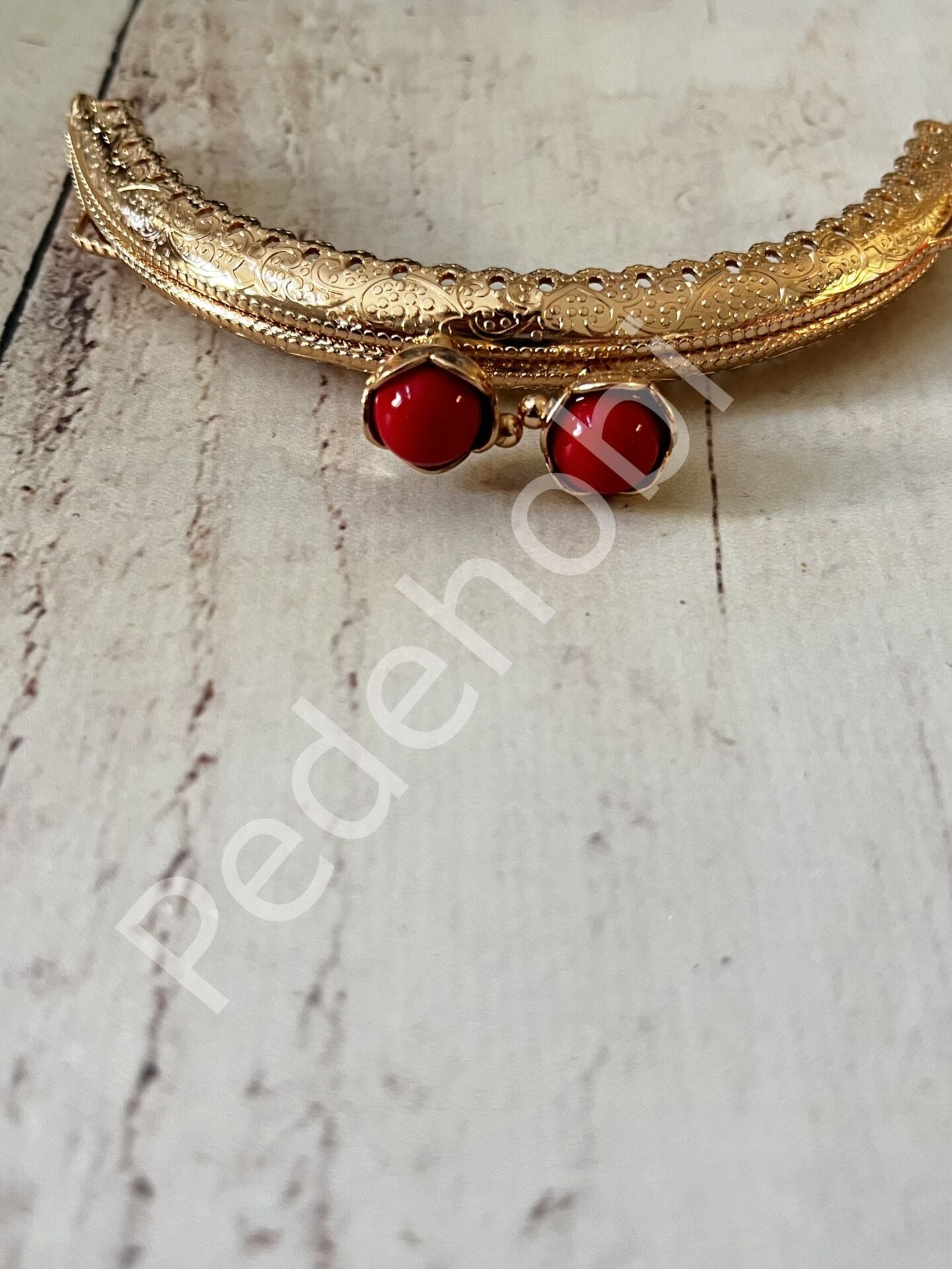 ÇİÇEK TOKALI CÜZDAN KLİPSİ KARE GOLD 10,5 CM kırmızı