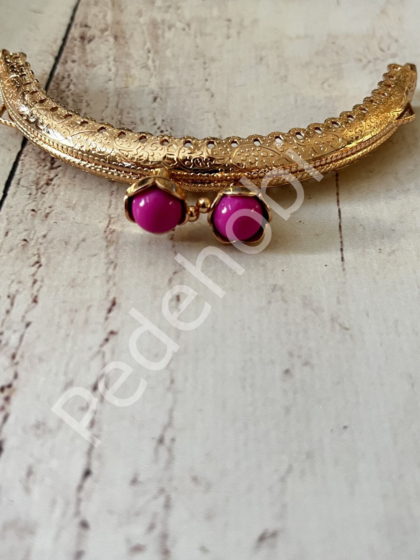 ÇİÇEK TOKALI CÜZDAN KLİPSİ KARE GOLD 10,5 CM fuşya