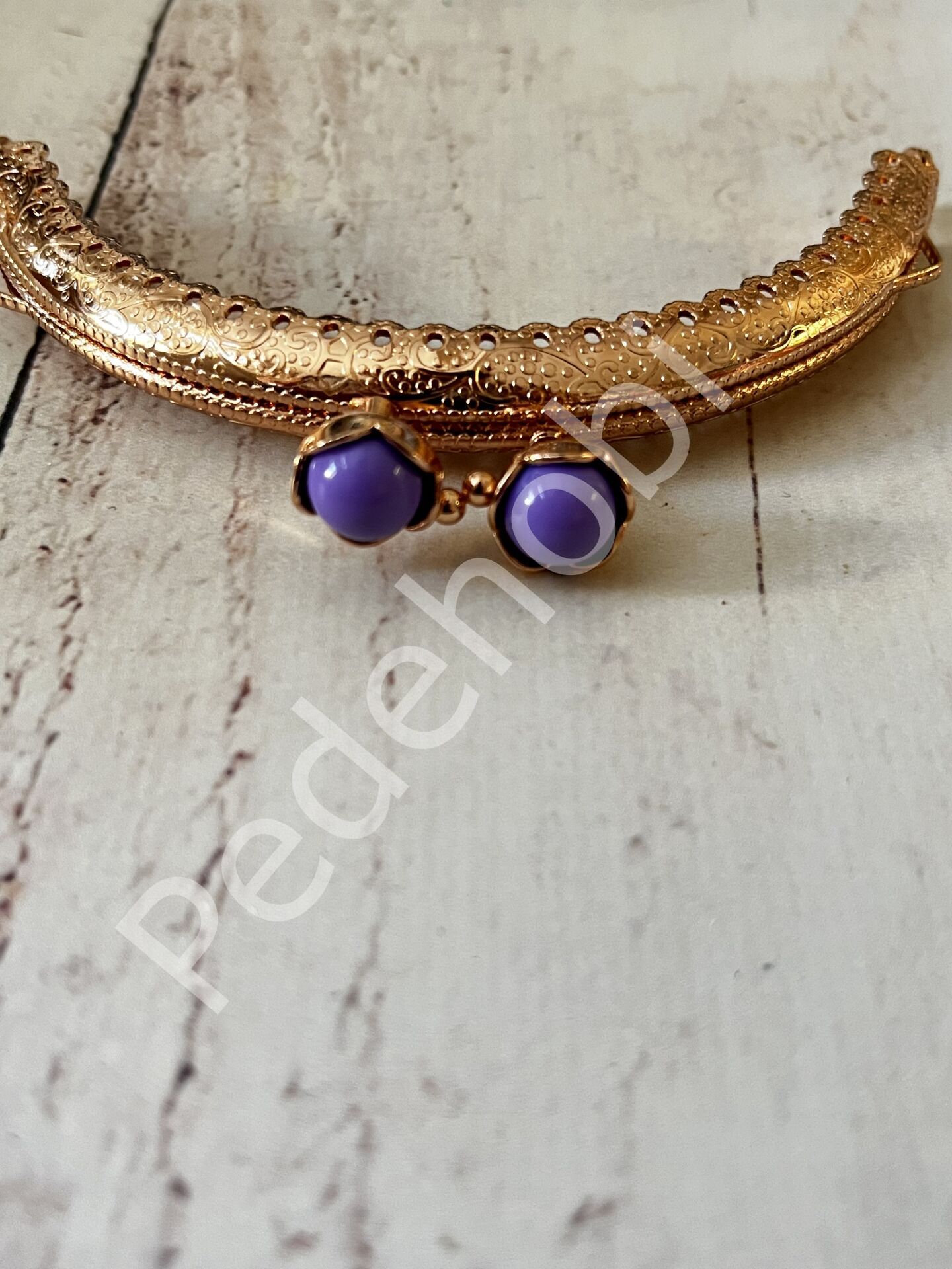 ÇİÇEK TOKALI CÜZDAN KLİPSİ KARE GOLD 10,5 CM Mor