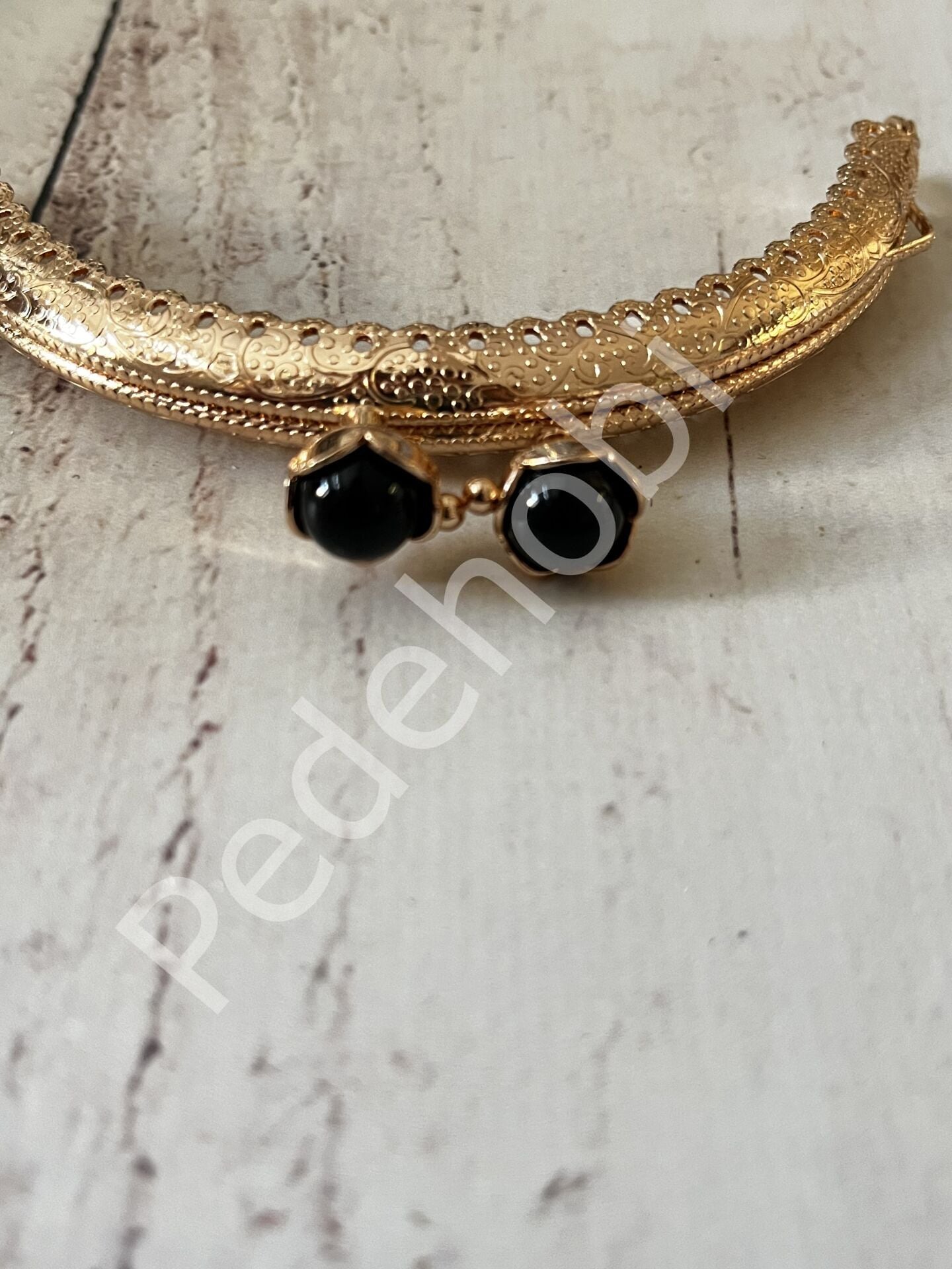 ÇİÇEK TOKALI CÜZDAN KLİPSİ KARE GOLD 10,5 CM Siyah 1