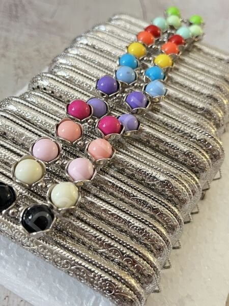 ÇİÇEK TOKALI CÜZDAN KLİPSİ KARE GÜMÜŞ 10,5 CM