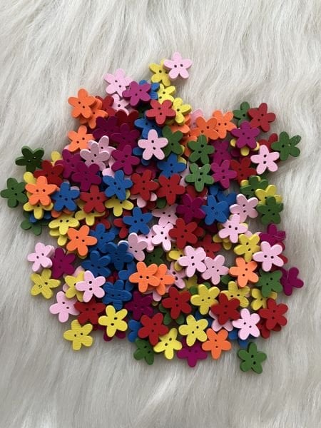 RENKLİ 14 MM ÇİÇEK DÜĞME  (14 LÜ PAKET )