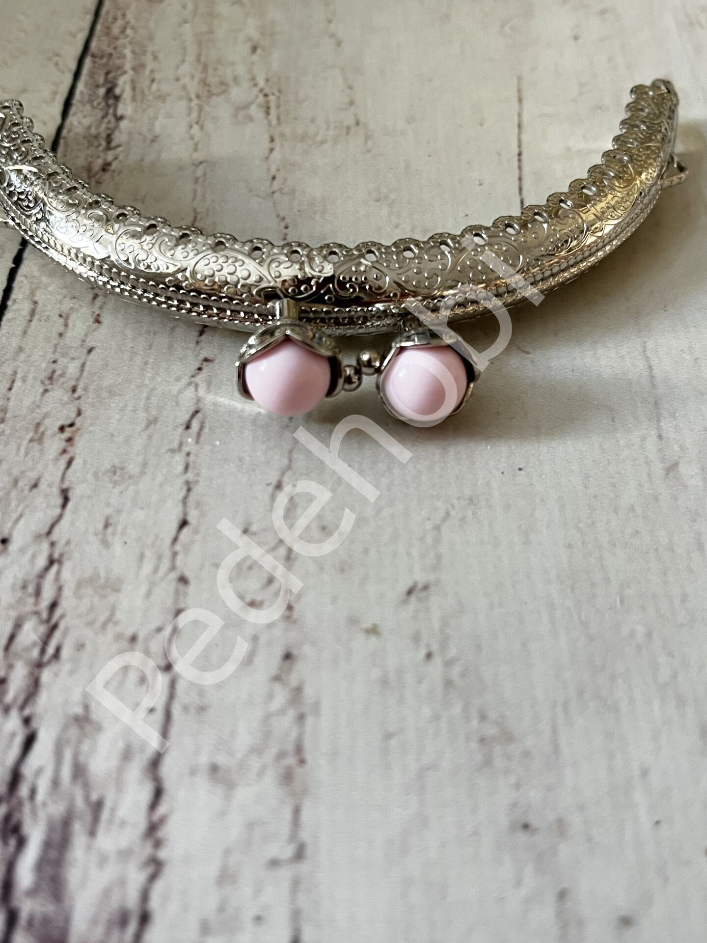 ÇİÇEK TOKALI CÜZDAN KLİPSİ KARE GÜMÜŞ 10,5 CM Açık pembe