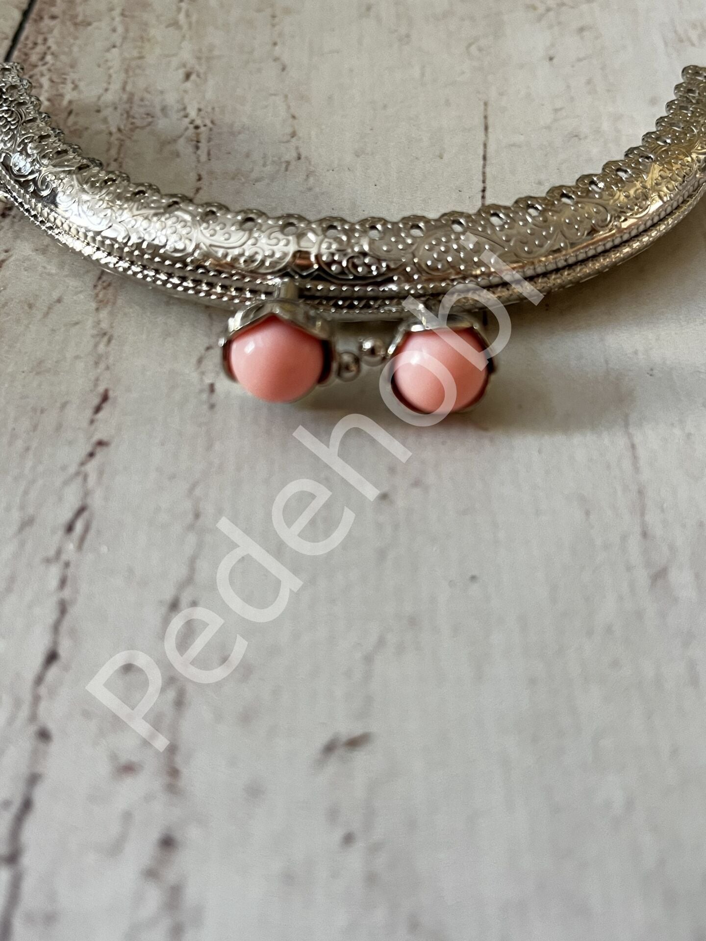 ÇİÇEK TOKALI CÜZDAN KLİPSİ KARE GÜMÜŞ 10,5 CM ŞEKER PEMBE