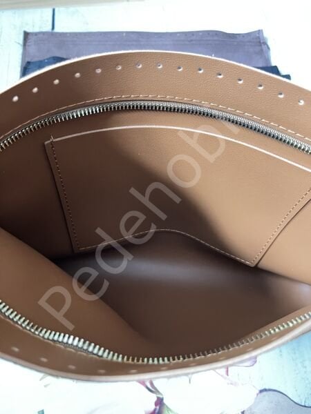 DERİ FERMUARLI CEPLİ ÇANTA ASTARI 36 CM Taba