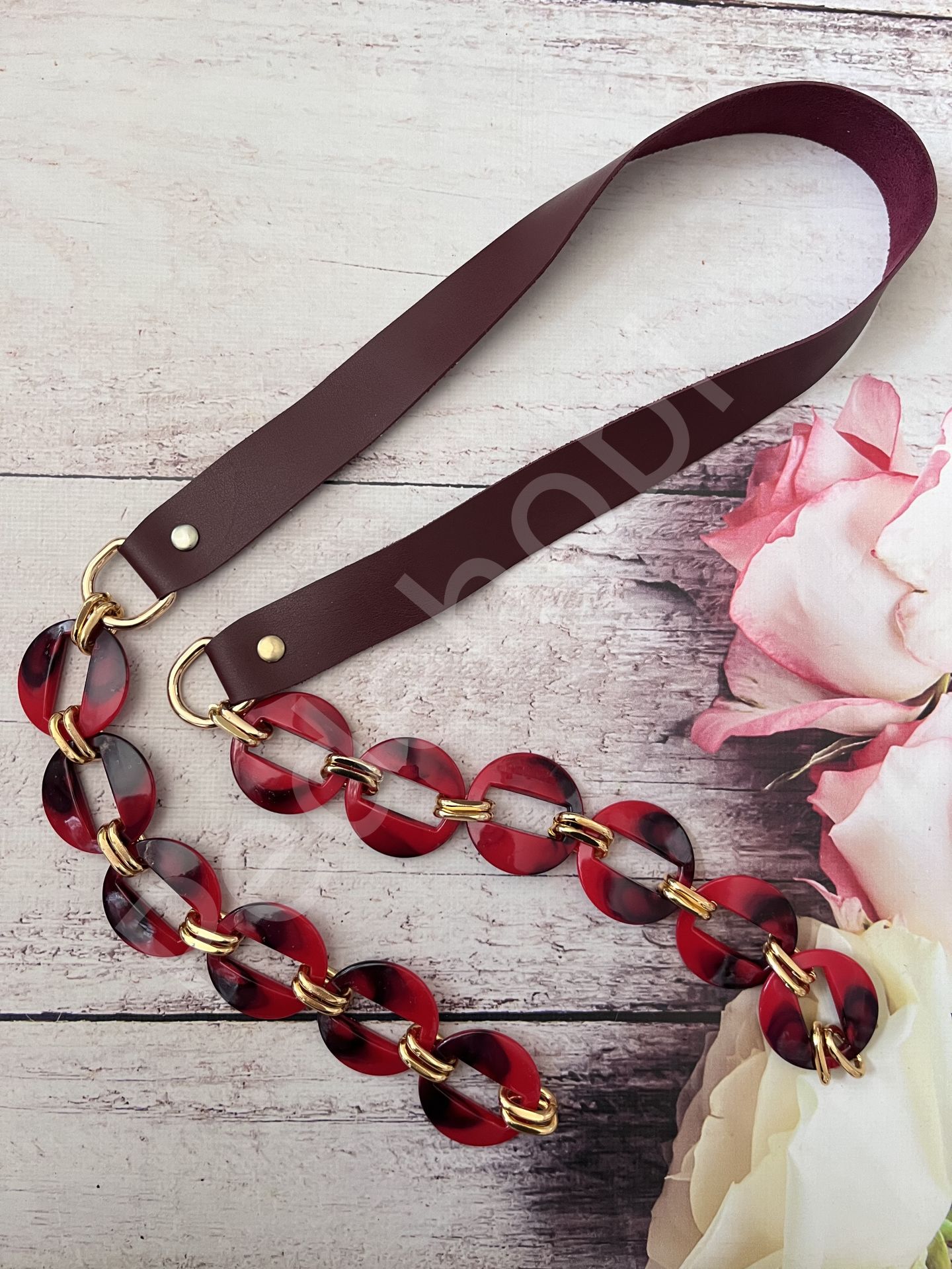 115 CM DERİLİ AKRİLİK ASKI bordo