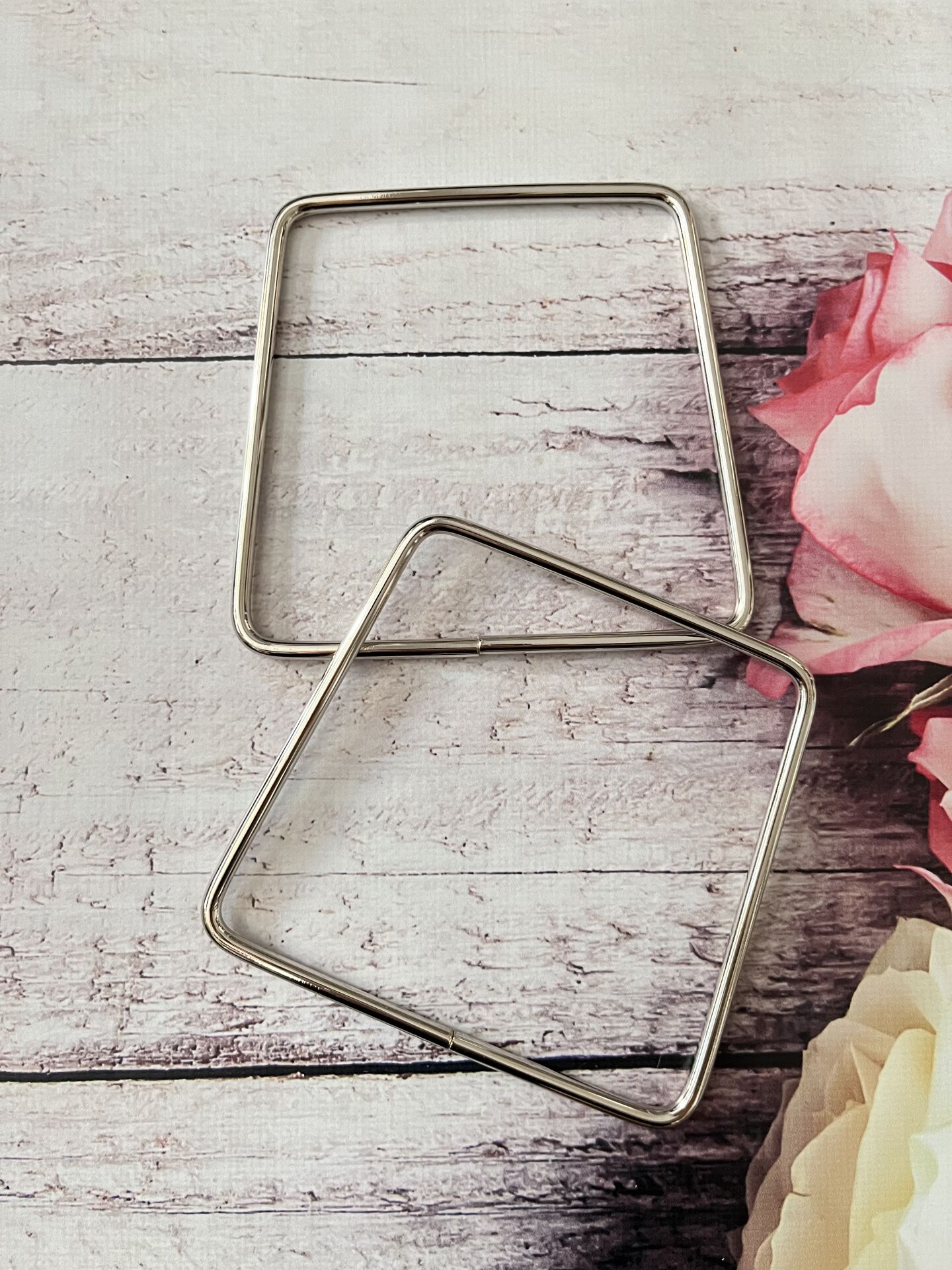 METAL ÇANTA SAPI KARE 12 CM 1 ÇİFT Gümüş