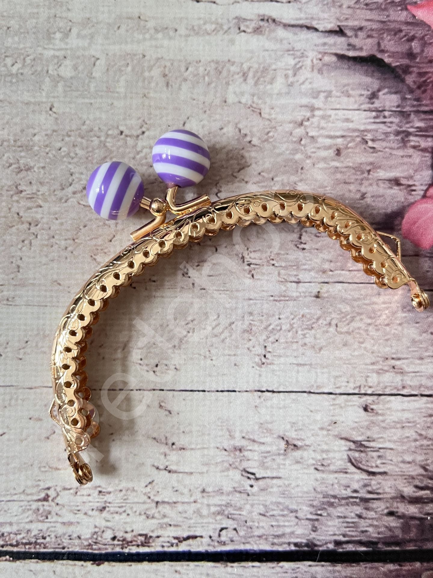 10 CM  ÇİZGİLİ TOKALI CÜZDAN KLİPS LİLA GOLD