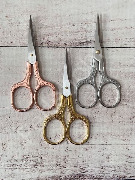 VİNTAGE MAKAS ÇİÇEKLİ KARE  12.5 cm GOLD