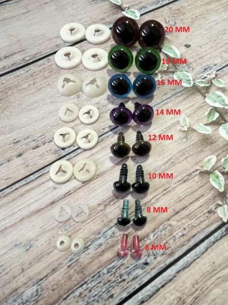 12 MM İTHAL RENKLİ GÜVENLİ 1 ÇİFT GÖZ Açık turuncu