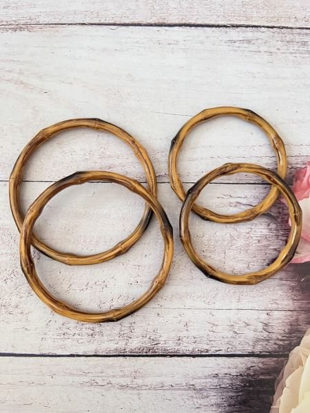 BAMBU GÖRÜNÜMLÜ AKRİLİK DAİRE ÇANTA SAPI 1 ÇİFT