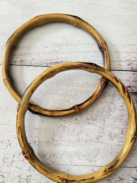 BAMBU GÖRÜNÜMLÜ AKRİLİK DAİRE ÇANTA SAPI 1 ÇİFT