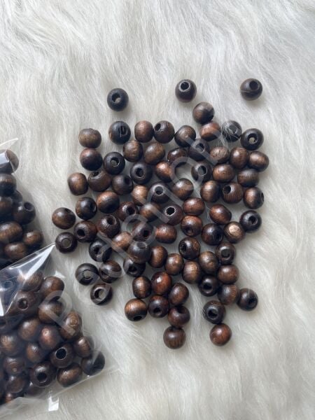 17  MM AHŞAP BONCUK KAHVERENGİ PAKET  (25 ADET )