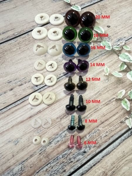 6 MM İTHAL RENKLİ GÜVENLİ 1 ÇİFT GÖZ