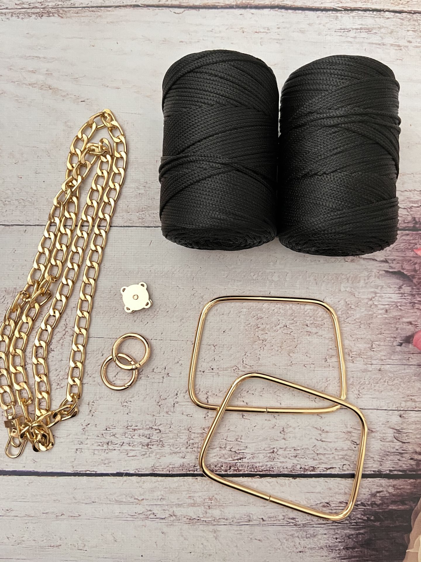 GOLD  11 CM KÜÇÜK METAL KULP GÜL ÇANTA KİTİ siyah