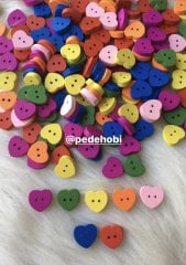 RENKLİ KALP DÜĞME  (14 LÜ PAKET )