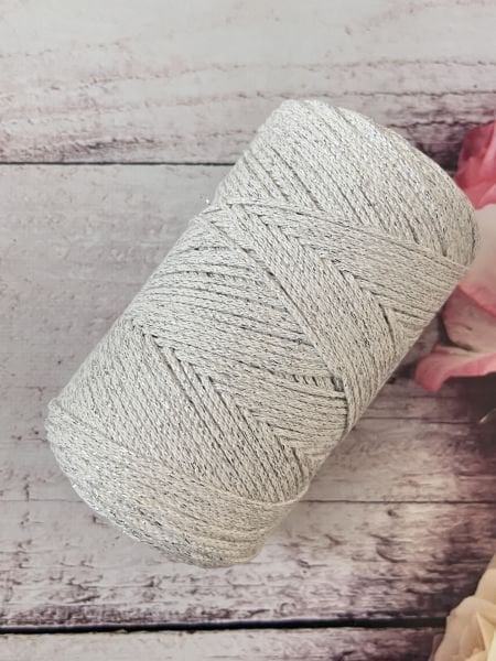 SİMLİ PAMUK MAKROME İNCE P146  GÜMÜŞ SİMLİ