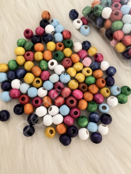 13 MM RENKLİ  AHŞAP  BONCUK  PAKETİ (30 AD )