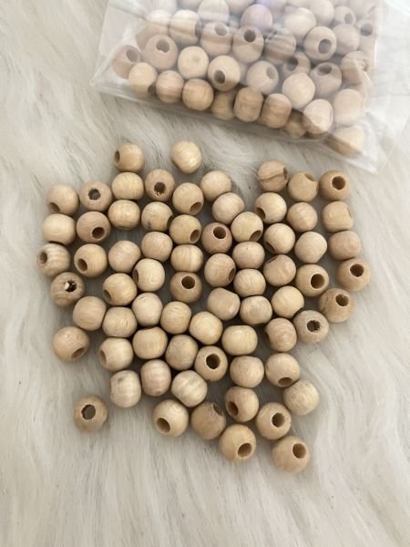 12 MM CİLALI AHŞAP BONCUK PAKETİ (50 ADET )
