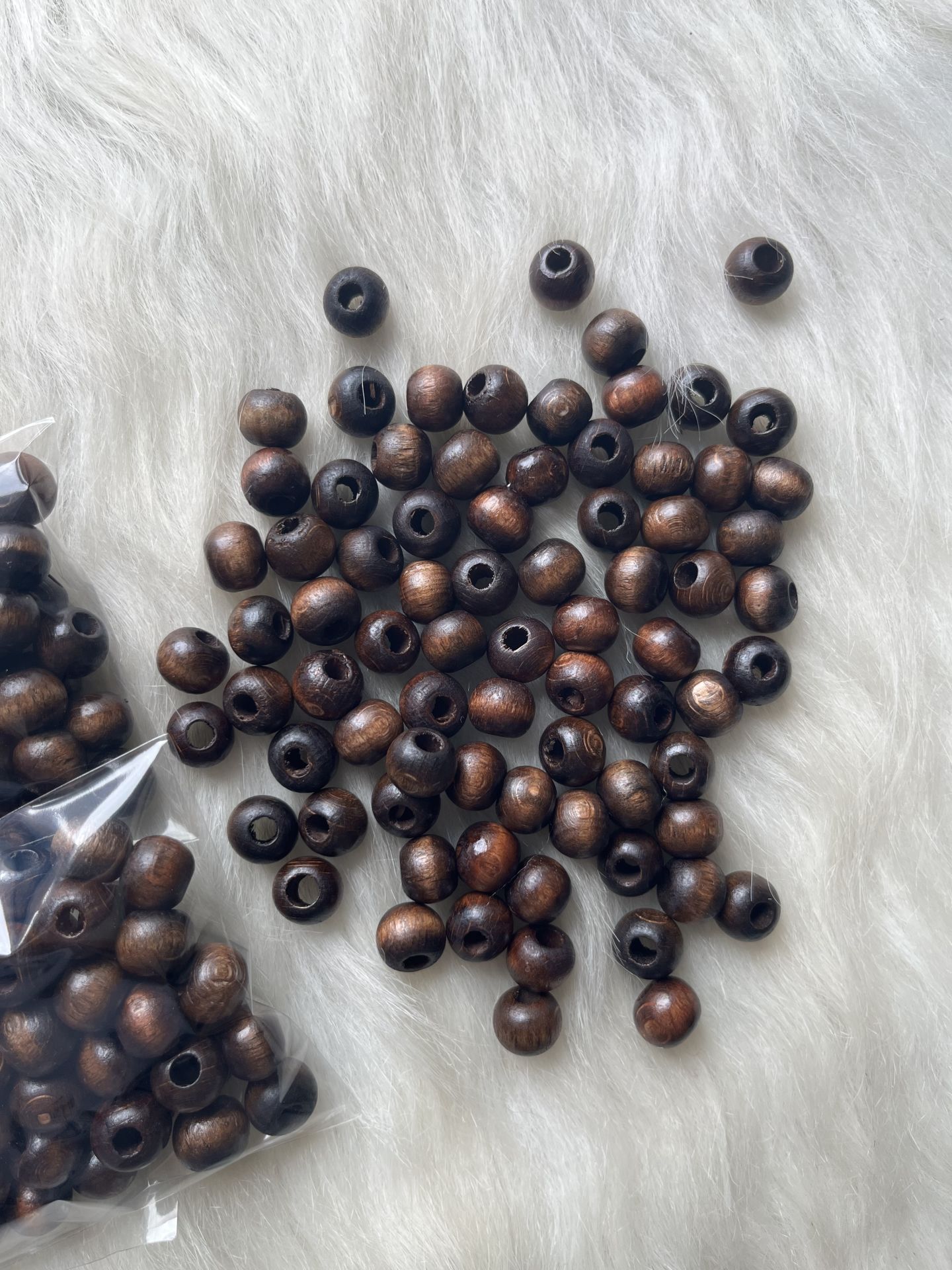 14  MM AHŞAP BONCUK KAHVERENGİ PAKET  (30 ADET )