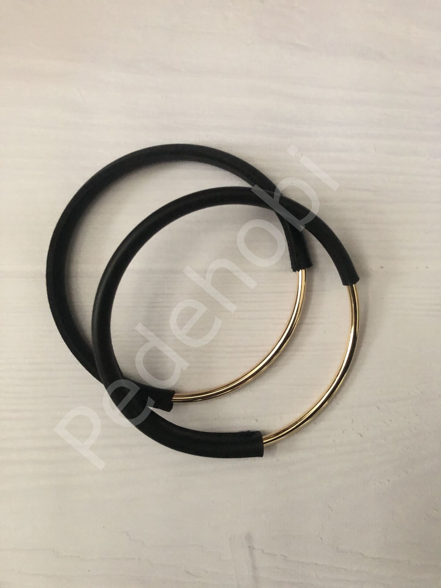 DERİLİ METAL ÇANTA SAPI YUVARLAK 13 CM 1 ÇİFT SİYAH