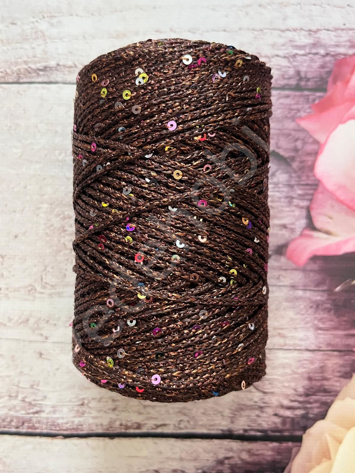 PULLU SİMLİ POLYESTER İP KOYU KAHVE