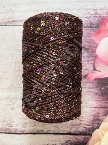 PULLU SİMLİ POLYESTER İP KOYU KAHVE