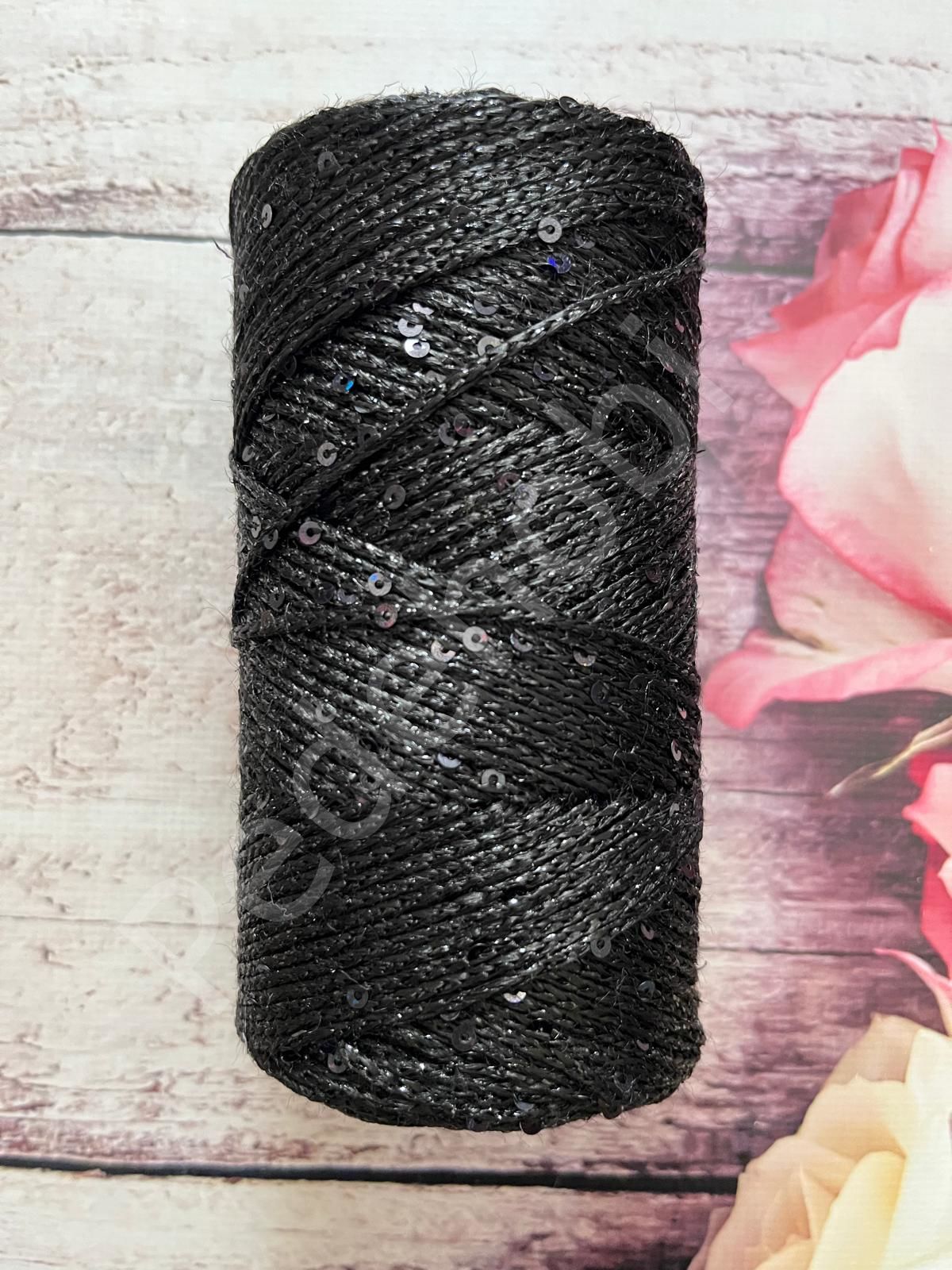 PULLU SİMLİ POLYESTER İP SİYAH