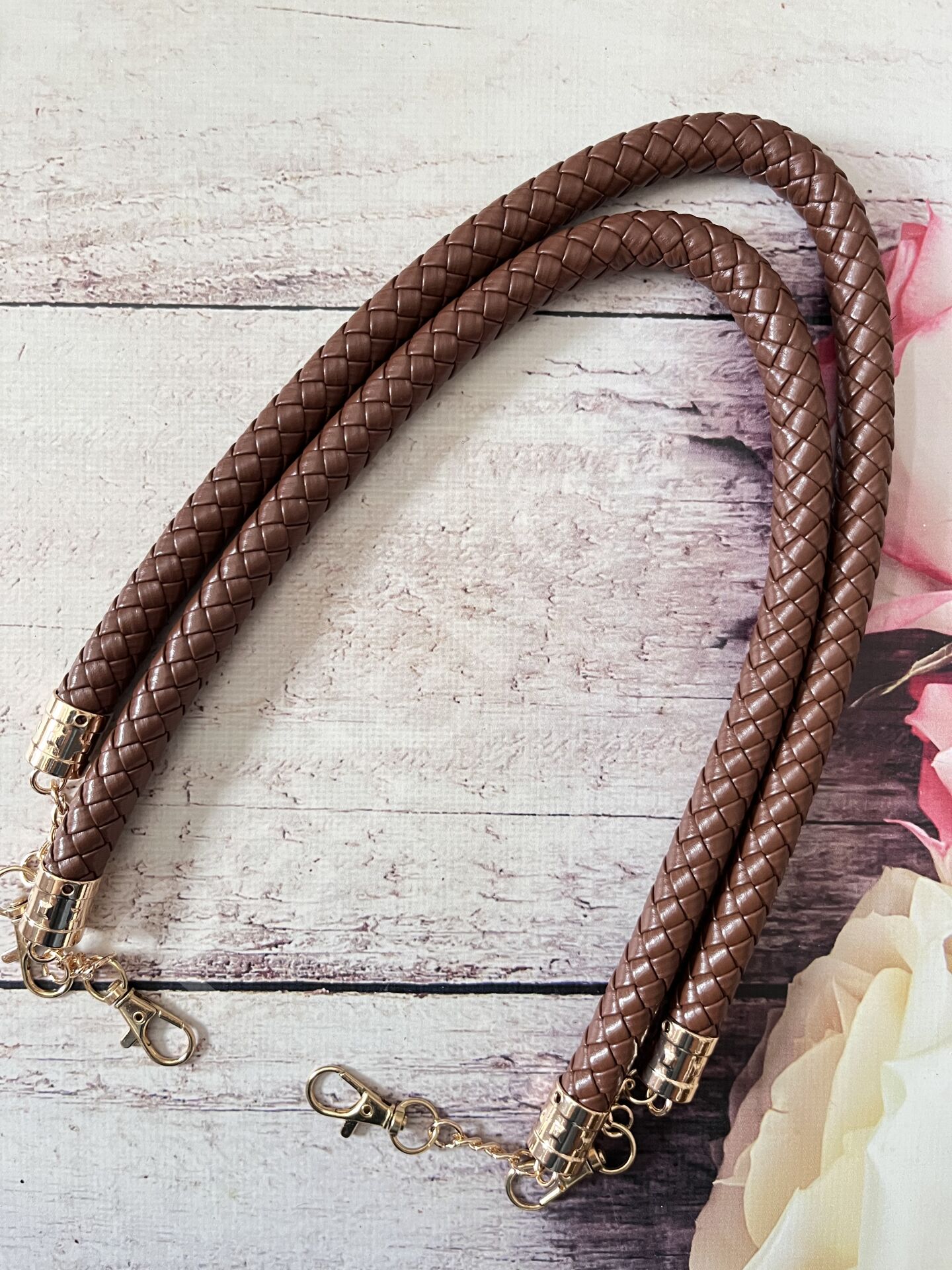 DERİ ÖRME SAP 60 CM 1 ÇİFT GOLD KANCALI KAHVE