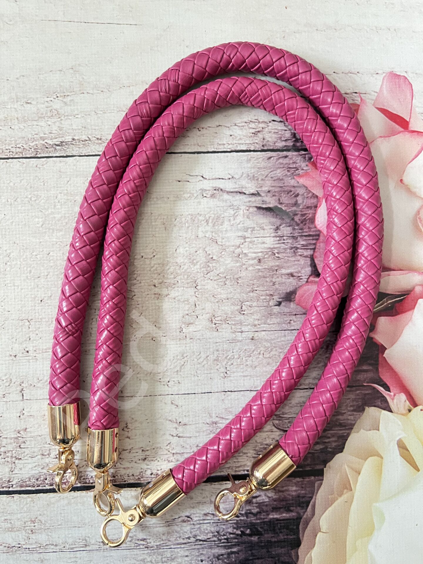 DERİ ÖRME SAP 60 CM 1 ÇİFT GOLD KANCALI FUŞYA